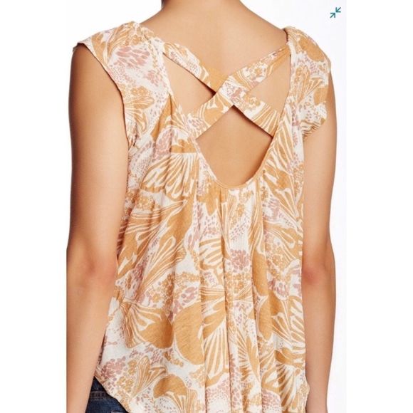 Free People Sugar Cane Yellow Blouse Cross Straps M - Picture 4 of 6